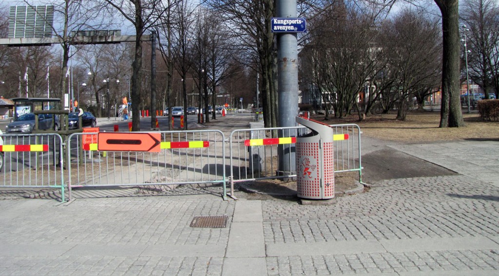 Omledningsskylt på c-bana Omledningsskylt på c-bana