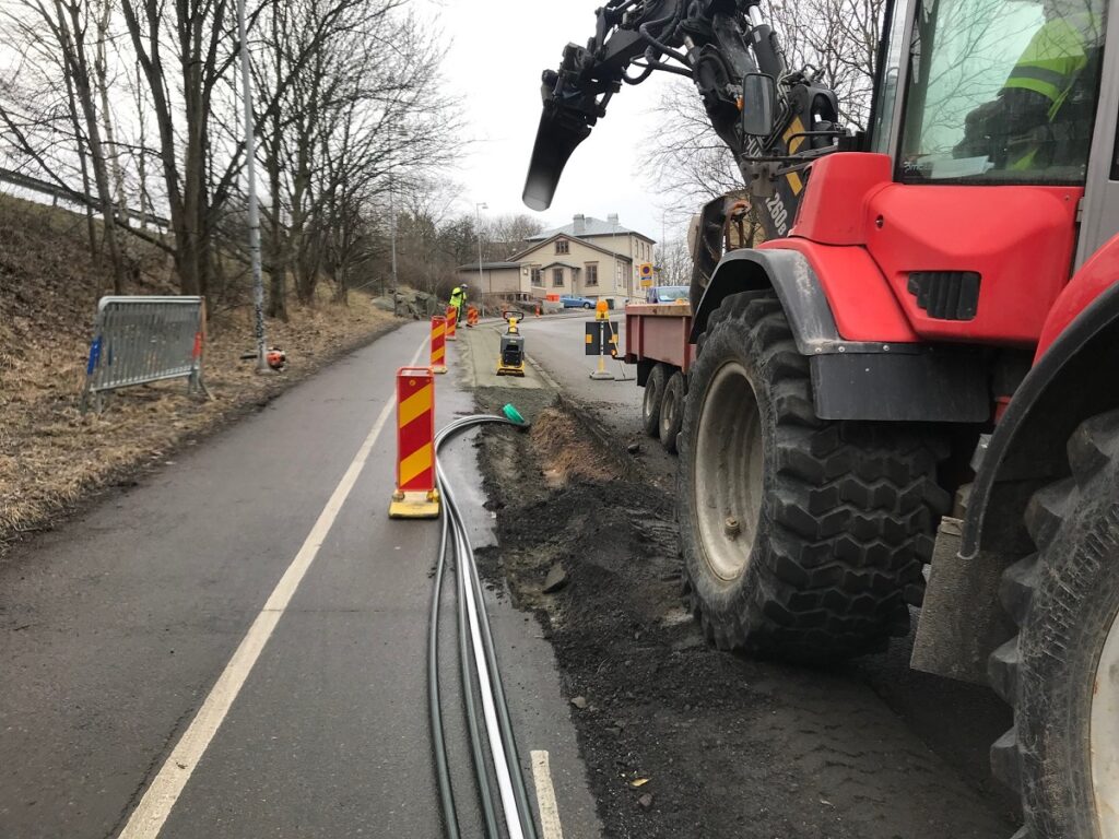 Grävarbete på Majnabbe pendlingscykelbana