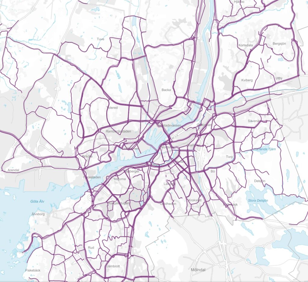 Göteborgs cykelnät enligt översiktsplanen